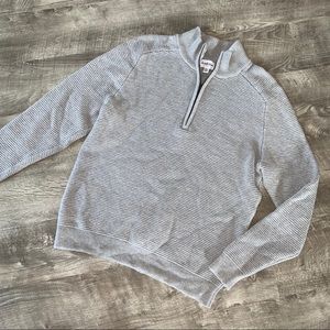 Men’s Gray Knit Sweater Top Quarter Zip